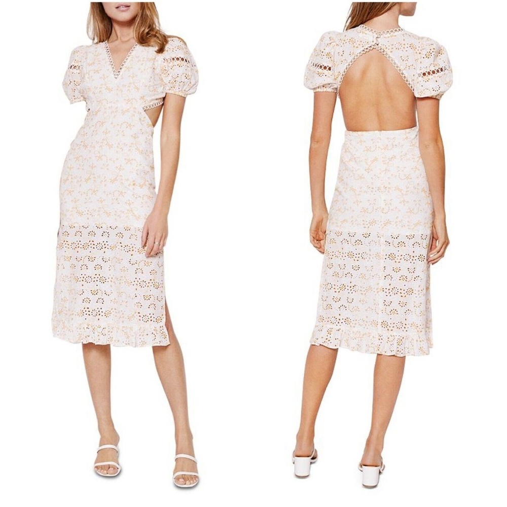 Rahi Perrie Women’s V-Neck Open Back Midi Dress Features